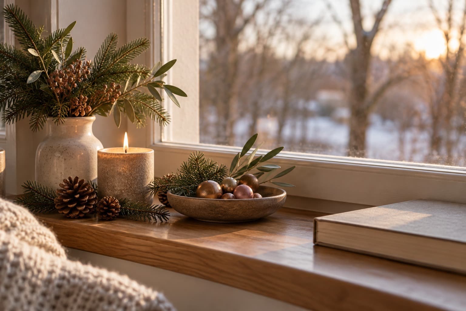 Late afternoon light falling across a windowsill.