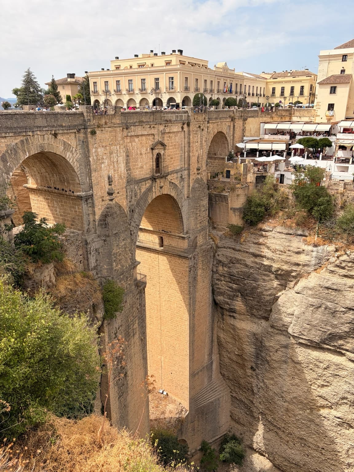 Wide-angle view of Puente Nuevo and the gorge in Ronda