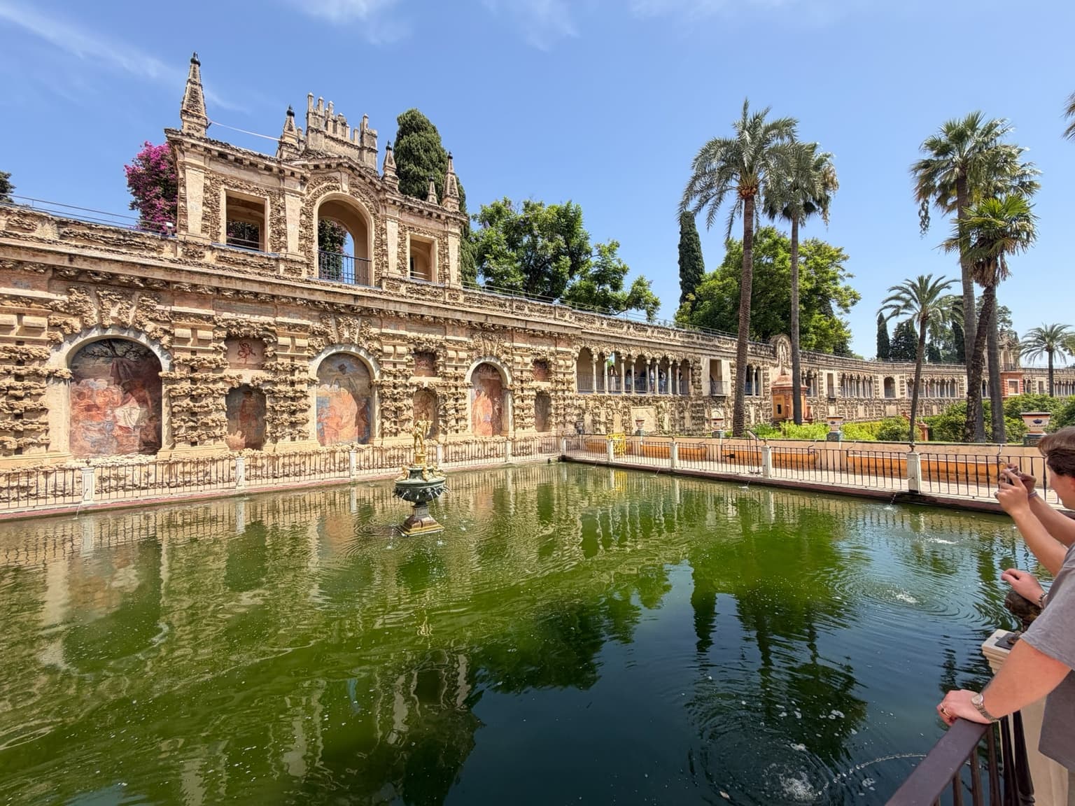 Garden and water feature at the Real Alcázar in Seville